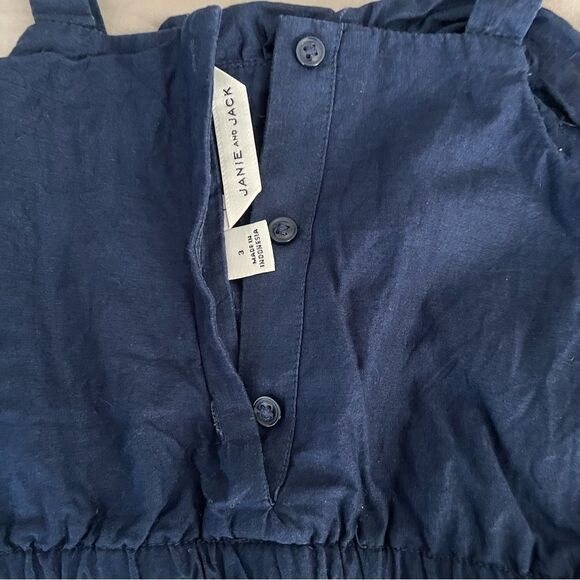 Janie and Jack sleeveless border print pom pom romper merchant marine girls 3T - Picture 10 of 12